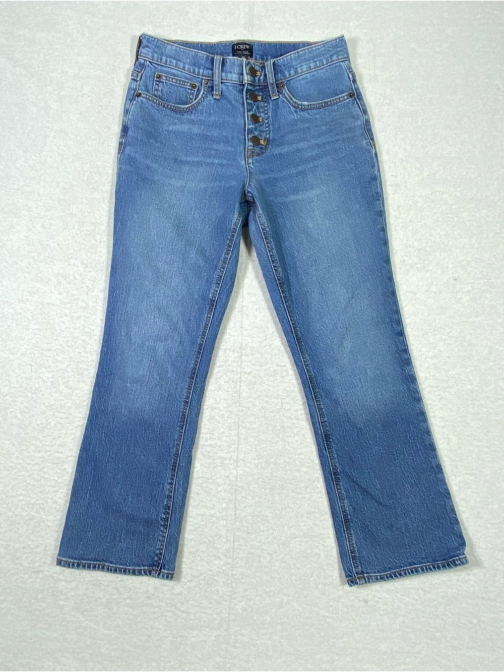 J.Crew Flare Cropped Jeans Women's Size 25 Blue Button Fly Mid Rise Casual Denim